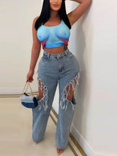 Jeans mit weitem Bein und seitlicher Used-Optik